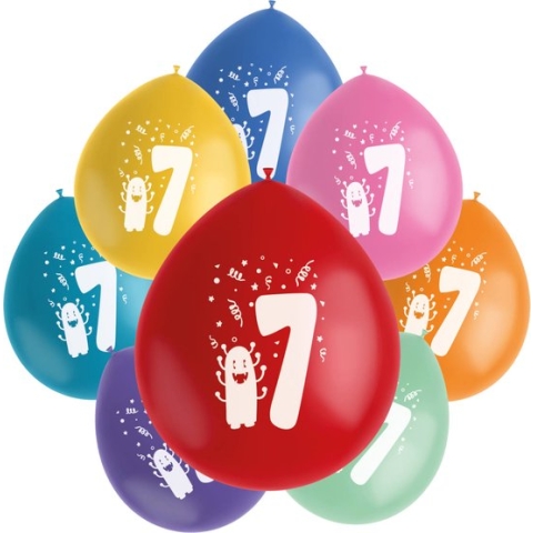 Folat - Ballonnen Color Pop Monsters 7 Jaar 23 cm - 8 stuks