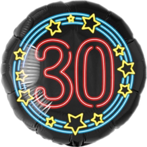 Folieballon - 30 jaar - Neon - 43cm - Zonder vulling