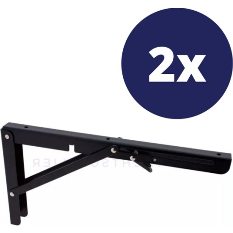 Tafelbladhouder Klapbaar - 50kg - Zwart - Inklapbare plankdrager - Klapbare schapdragers