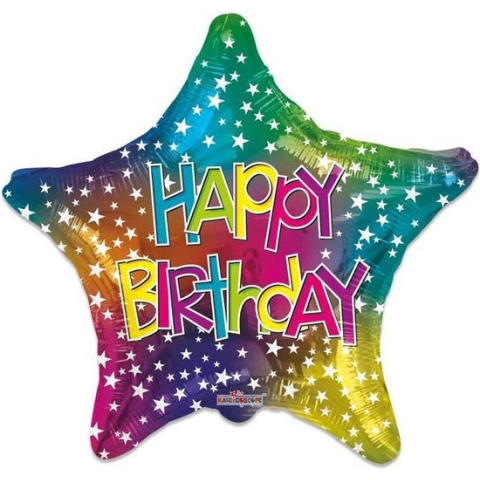 Witbaard Folieballon Happy Birthday Star 46 Cm