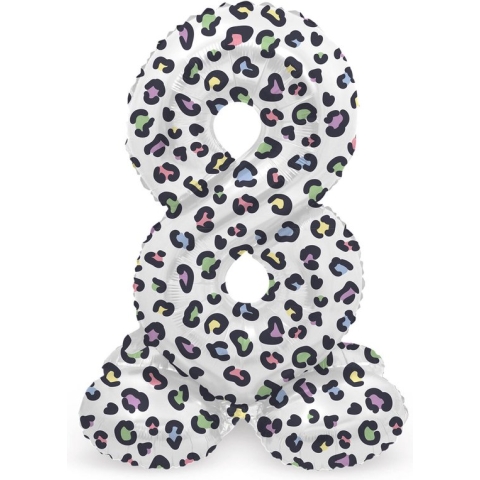 Folat - Staande folieballon Cijfer 8 Bright Panther - 72 cm