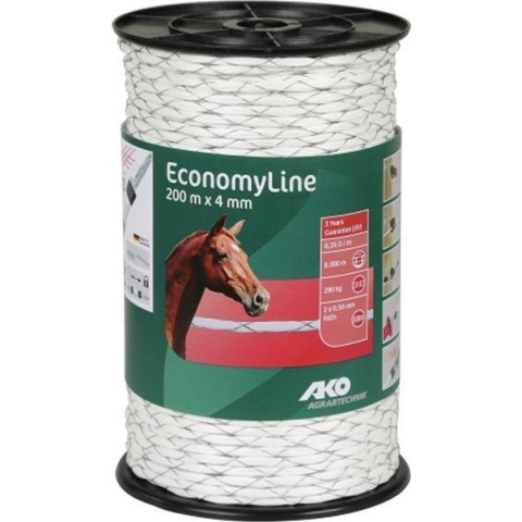 AKO EconomyLine schrikkoord wit -kruisgewikkeld- 4mm-200m