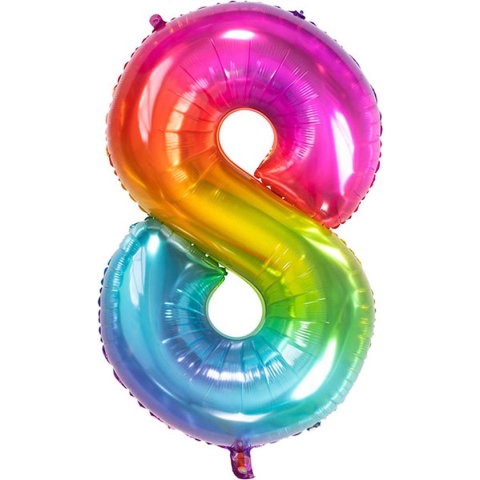Folat - Folieballon Cijfer 8 Yummy Gummy Rainbow - 86 cm