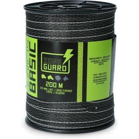 ZoneGuard Zwart lint 200 meter 20 millimeter