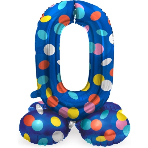 Folat - Staande folieballon Cijfer 0 Colorful Dots - 72 cm