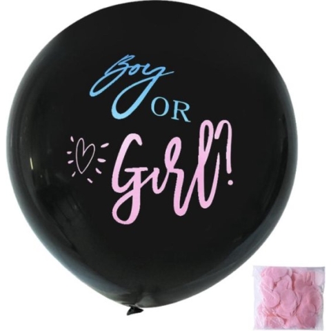 Gender reveal ballon 90cm - It's a girl (Roze confetti)