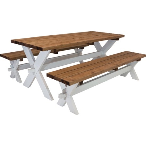 AXI Celine Picknicktafel met bankjes van hout 177 cm - Bruin/wit