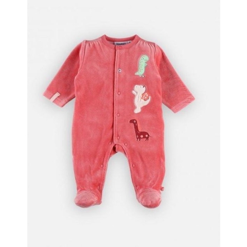 noukie's , pyjama, velour , meisjes , roze , dino's , 9 maand 74