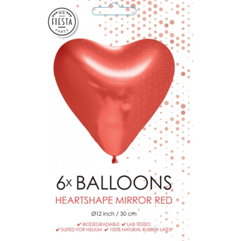 Rode ballonnen hartvorm | 6 stuks