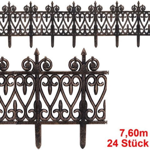 Deuba Borderrand Kunststof – 24 Stuks = 760cm UV-bestendig - Bruin