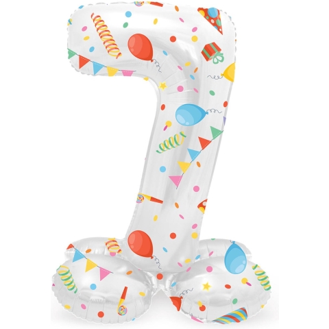 Folat - Staande folieballon Cijfer 7 Joyful Party - 72 cm