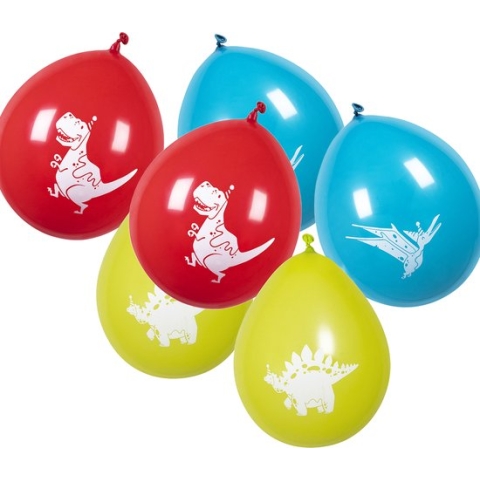 Boland 12x Dino themafeest ballonnen -  ca. 25 cm - Feestversiering en decoraties