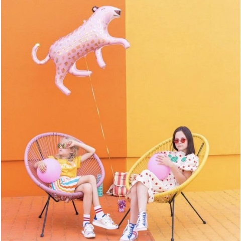 Partydeco - Folieballon roze luipaard