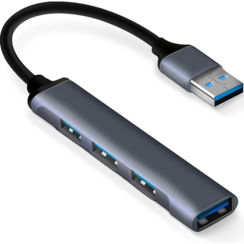 MMOBIEL USB 3.0 Hub - Splitter - 4 Poorten - 5 Gbps Super Speed Data Hub - USB A aansluiting - Opladen - Grijs