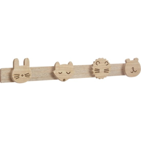 Atmosphera kapstok Wilde dieren - hout - 4 Kapstokken - Kinderkamer