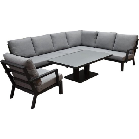 New York hoek dining loungeset 6-delig antraciet