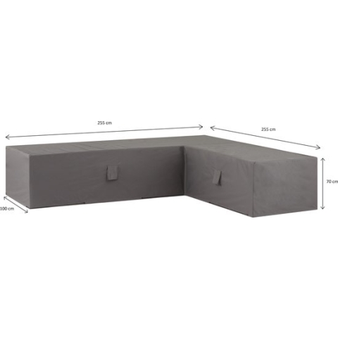 Loungebank beschermhoes L-vorm luxe 255 x 255 x 100 / 70 cm Grijs