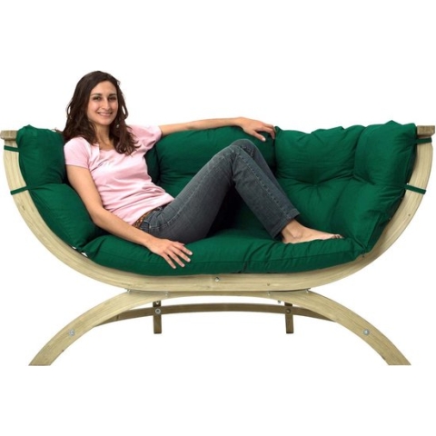 Amazonas Lounge Tuinbank Siena Due Groene Kussens - Vurenhout