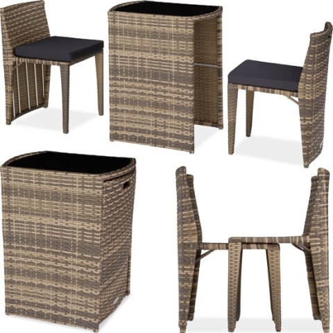 tectake wicker tuinset Bistroset - Hamburg - diverse kleuren - natuur  – 403769
