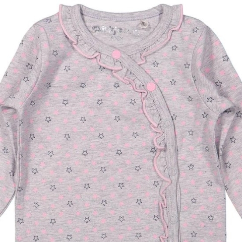 Dirkje Overslag shirtje stars grey melee  -  Maat  68
