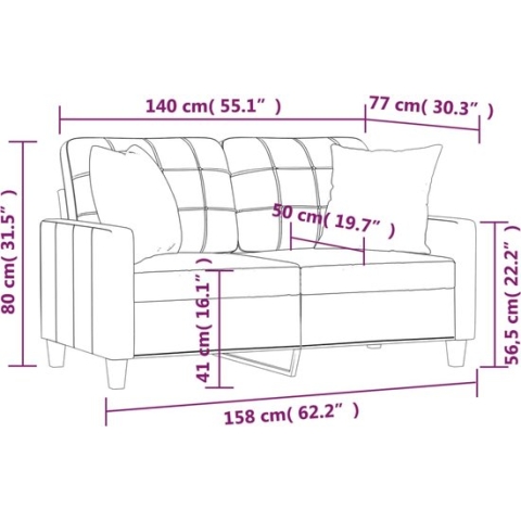 vidaXL-Tweezitsbank-met-sierkussens-140-cm-kunstleer-grijs