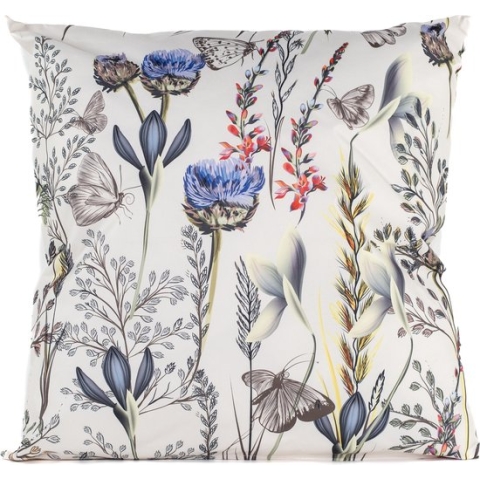 Anna's collection buitenkussen bloem - wit/paars - 60 x 60 cm - Water en UV bestendig