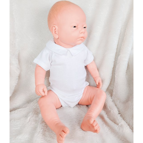 Romper Babidu 1184 wit, met kraagje, korte mouw