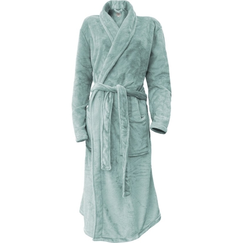 LINNICK Flanel Fleece Uni Badjas - Soft Green - XL - Badjas Dames - Badjas Heren