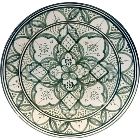 Handmade Marokkaanse aardewerk schaal groen Ø35