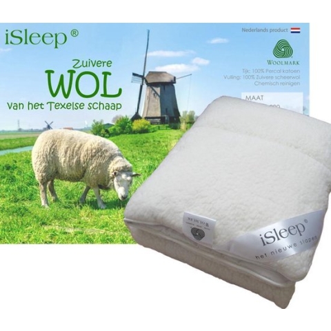 iSleep Wollen Onderdeken - 100% Wol - Ledikant - 60x120 cm - Ecru