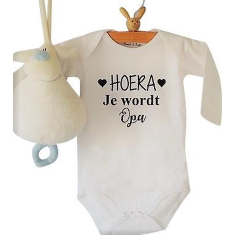 Baby Rompertje met Tekst HOERA! Je wordt opa Cadeau voor Zwangerschap | Bekendmaking | Aankondiging