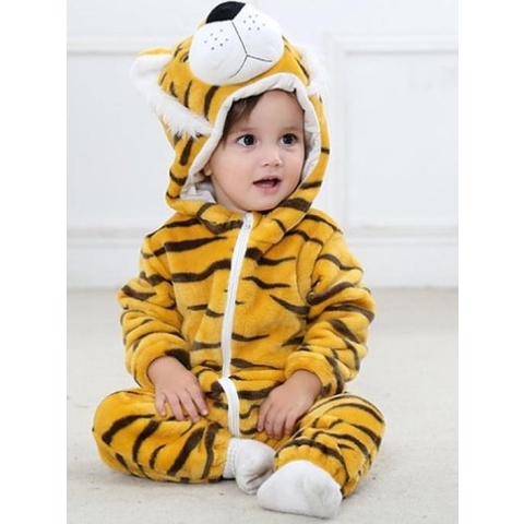 Budino Baby Romper Pyjama Onesie Tijger - Bruin - maat 90