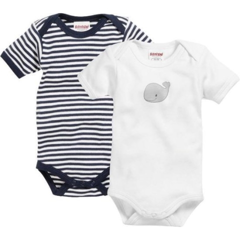 Playshoes Romper Walvis Korte Mouw Navy/wit 2 Stuks Mt 62/68