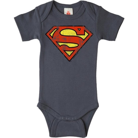 Superman Logo DC Comics Logoshirt baby romper grijs blauw - Logoshirt - 98/104