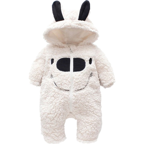 Budino Luxe Baby Pyjama Romper Onesie Smile Beer Dier - Wit - 12 mnd