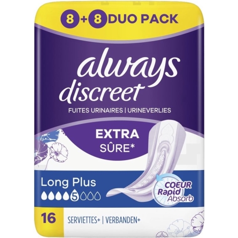 Always Discreet Maandverband Long Plus 16 Stuks