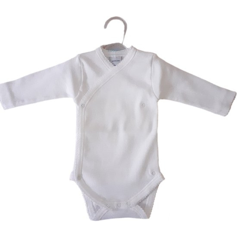 Babidu Romper/Body | Wit | Gehaakt Randje | Overslag | 1157 | Prematuur | maat 44