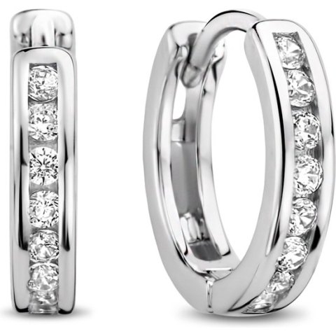Glams Klapoorringen Zirkonia - Zilver