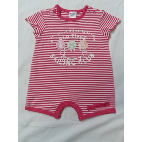 Dirkje - Combi kort - Meisje - streepje roze - 6maand 68