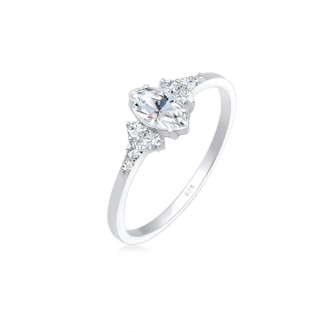 Elli Dames Ring Dames Valentijn Marquise met Kristallen in 925 Sterling Zilver