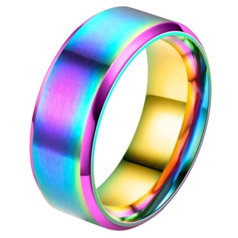 Despora - Ring (glad) - Ringen - Ring Dames - Ring Heren - Regenboogkleurig - (23.25 mm / maat 73)
