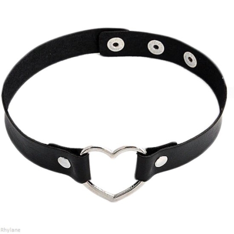 Sexy Hart Choker – Zwart Kunstleder – Verstelbaar - Miresa