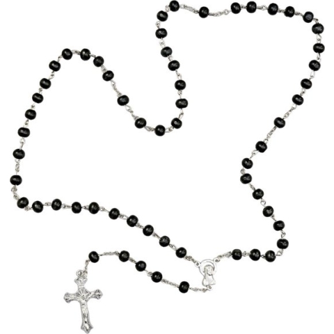 Fako Bijoux® - Rozenkrans Ketting - Sandelhout - Zwart