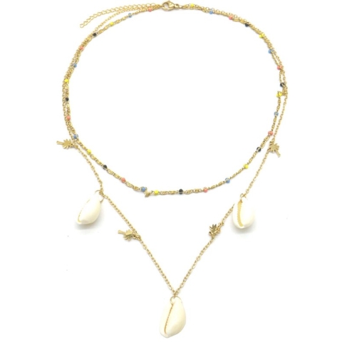 Ketting met Schelpen - RVS - Lengte 40-45 cm - Goudkleurig