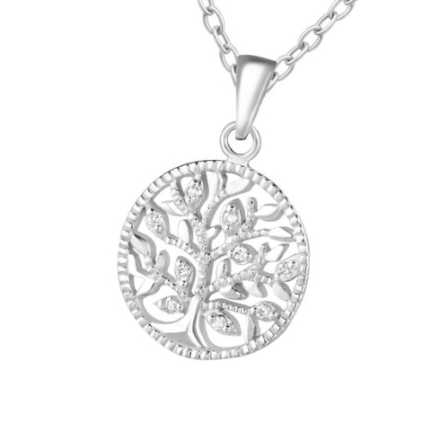Amanto Ketting Julia - 925 Zilver E-Coating - Levensboom - Ø13mm - 41cm