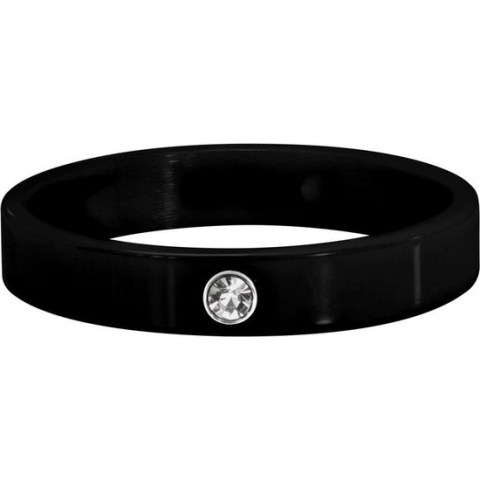 Quiges Stapelring Dames - Vulring Zirkonia - Keramiek Zwart - Maat 21 - Hoogte 4mm