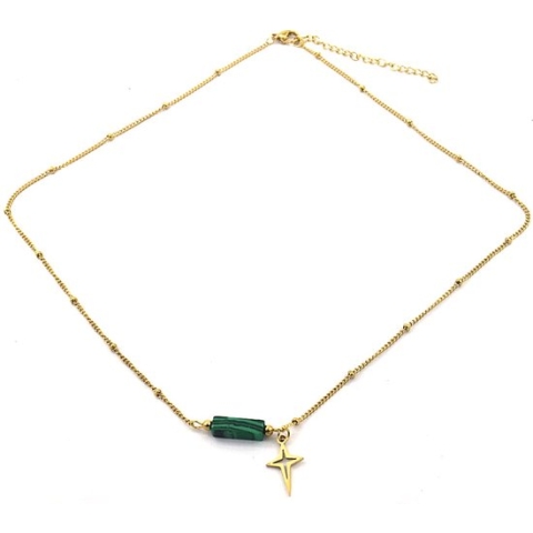 Ketting - Steen en Ster - RVS - Lengte 40-45 cm - Goudkleurig
