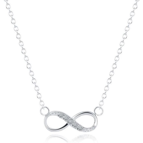 Hippe dames ketting Infinity Zircon Zilverkleurig