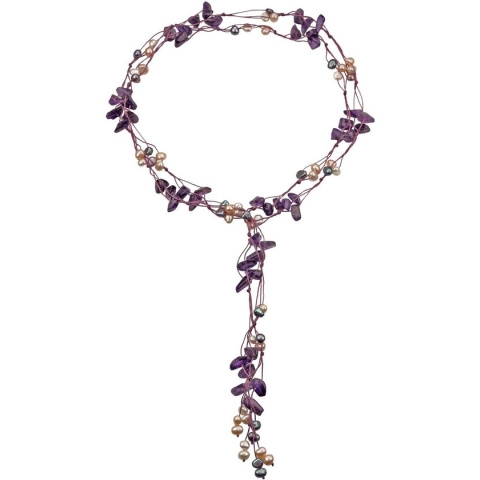 Zoetwater parel ketting met edelsteen Sweet Purple