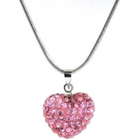 Fako Bijoux® - Ketting - Disco Dots - Hart - Roze
